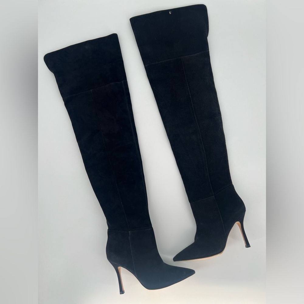 Larroudé Kate Over The Knee Suede Boots In Black